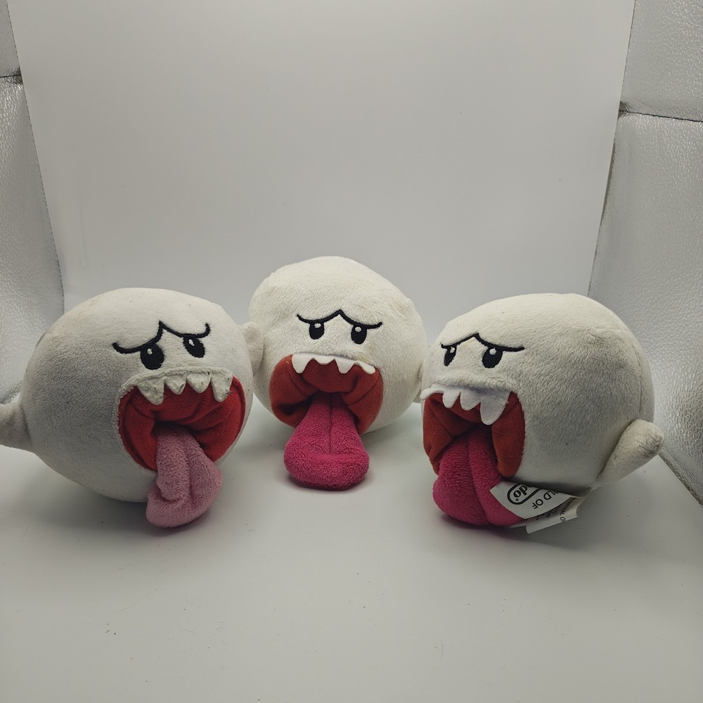 Bundle of 3 Super Mario Bros Boo Plush 3D Land Tanooki Tail Ghost Soft 5" +2 D41
